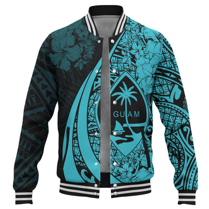 Guam Baseball Jacket Custom Hibiscus Flower Symbols Style