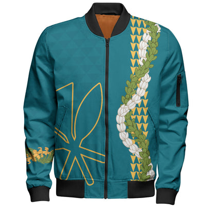 Hawaii Bomber Jacket Kanaka Maoli Puakenikeni Maile Flower Lei