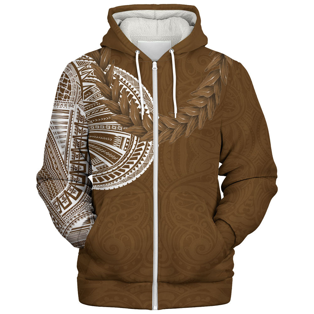 Samoa Sherpa Hoodie Tattoo Roman Reigns With Ula Fala Style Brown