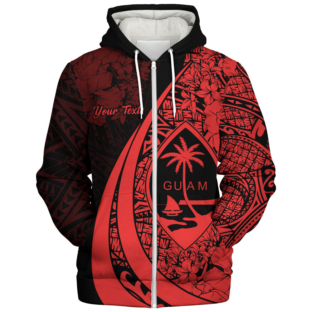 Guam Sherpa Hoodie Custom Hibiscus Flower Symbols Style