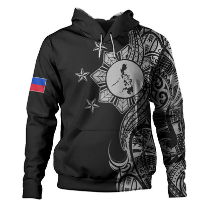 Philippines Filipinos Hoodie Flag Sun Map Tribal Fusion Style
