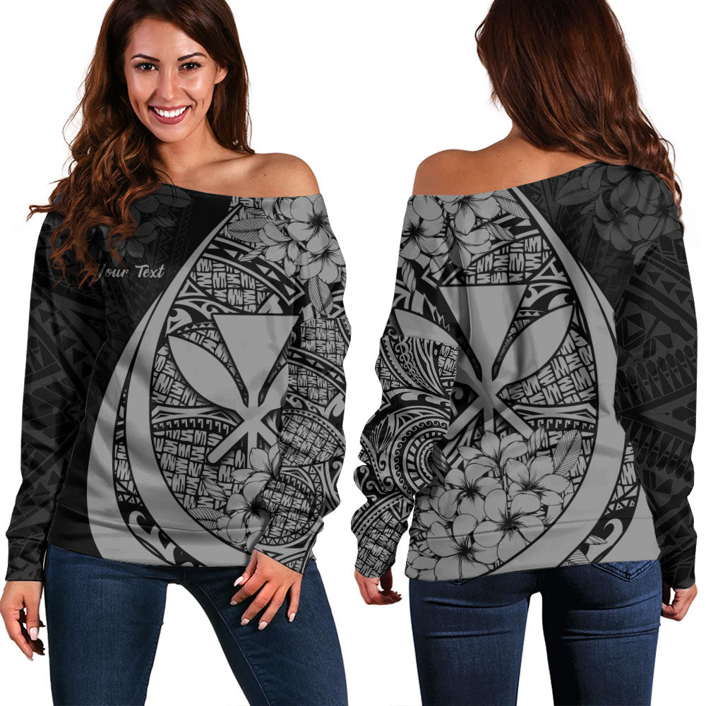 Hawaii Off Shoulder Sweatshirt National Plumeria Flower Symbols Style