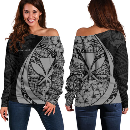 Hawaii Off Shoulder Sweatshirt National Plumeria Flower Symbols Style