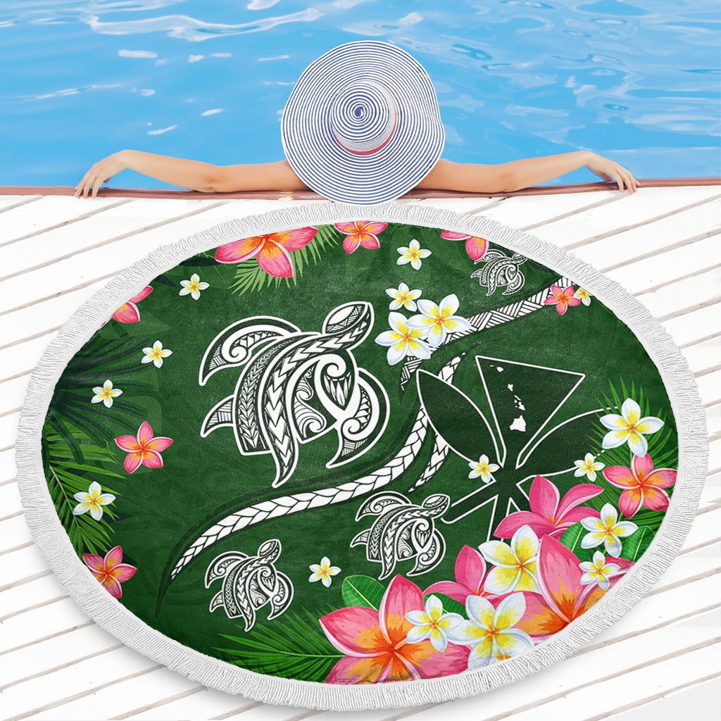 Hawaii Beach Blanket Aloha Island Turtle Plumeria Flower Tropical Fabric