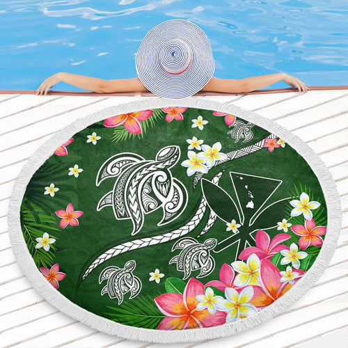 Hawaii Beach Blanket Aloha Island Turtle Plumeria Flower Tropical Fabric