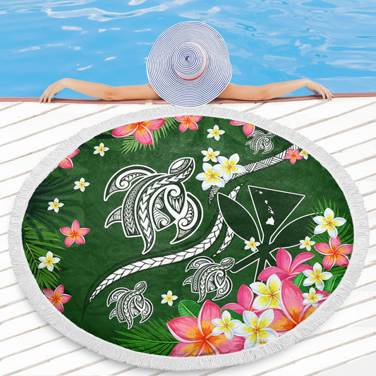 Hawaii Beach Blanket Aloha Island Turtle Plumeria Flower Tropical Fabric
