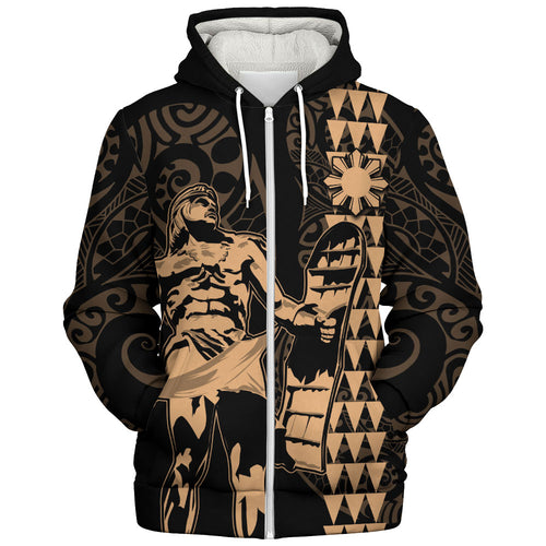 Philippines Filipinos Sherpa Hoodie Lapu Lapu Kakau Style