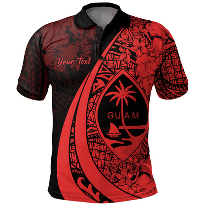 Guam Polo Shirt Custom Hibiscus Flower Symbols Style