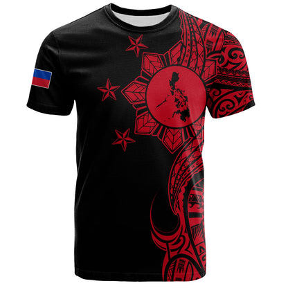 Philippines Filipinos T-Shirt Flag Sun Map Tribal Fusion Style