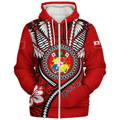 Tonga Sherpa Hoodie Custom Tribal Ngatu Pattern Circle Style