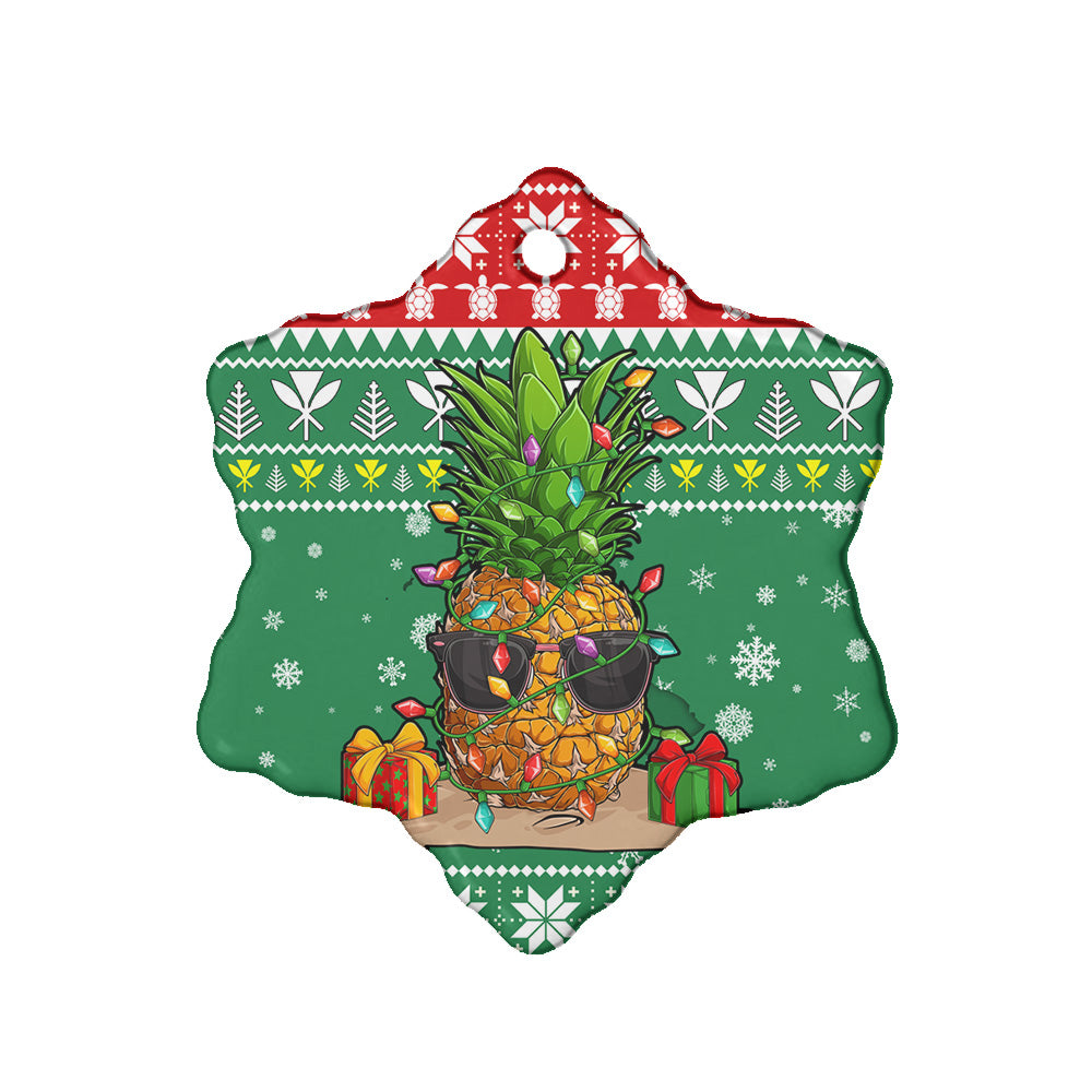 Hawaii Ceramic Ornament Christmas Pineapple Kanaka Maoli Pattern