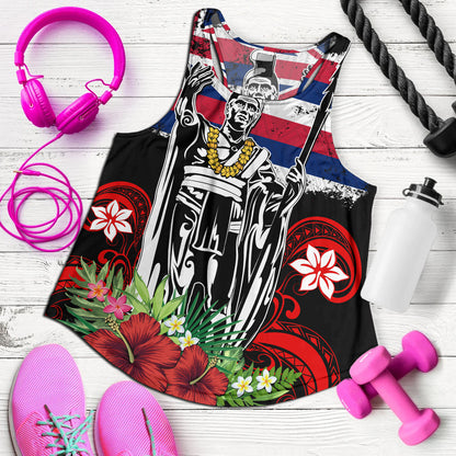 Hawaii Women Tank King Kamehameha I Tribal Flag Tropical Style