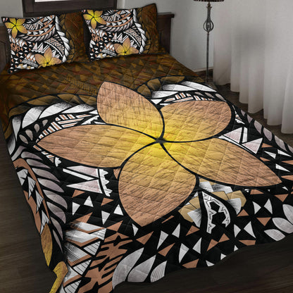 Hawaii Quilt Bed Set Hawaii Plumeria Polynesian Traditional Patterns Vintage Version