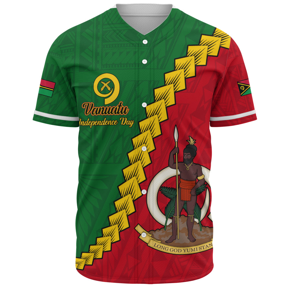 Vanuatu Baseball Shirt Tribal Coat Of Arms With Flag Independence Day