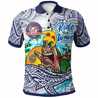 Hawaii Custom Personalised Polo Shirt - Waianae High School Tribal Tiki Shark Riders Polynesian Pride Polo Shirt