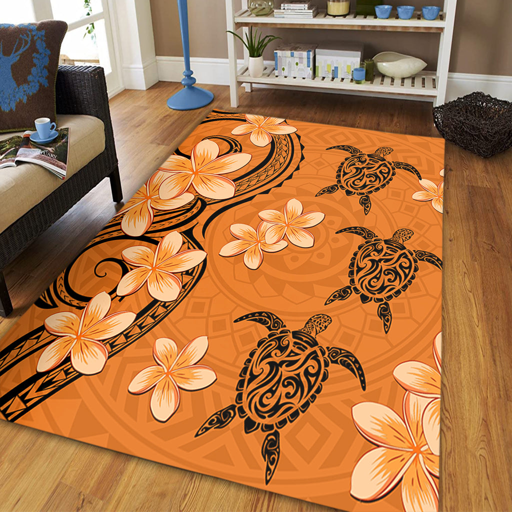 Hawaii Area Rug Tribal Tattoo Polynesia Plumeria Flower