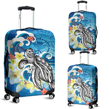 Hawaii Luggage Cover Turtle With Plumeria Flowers