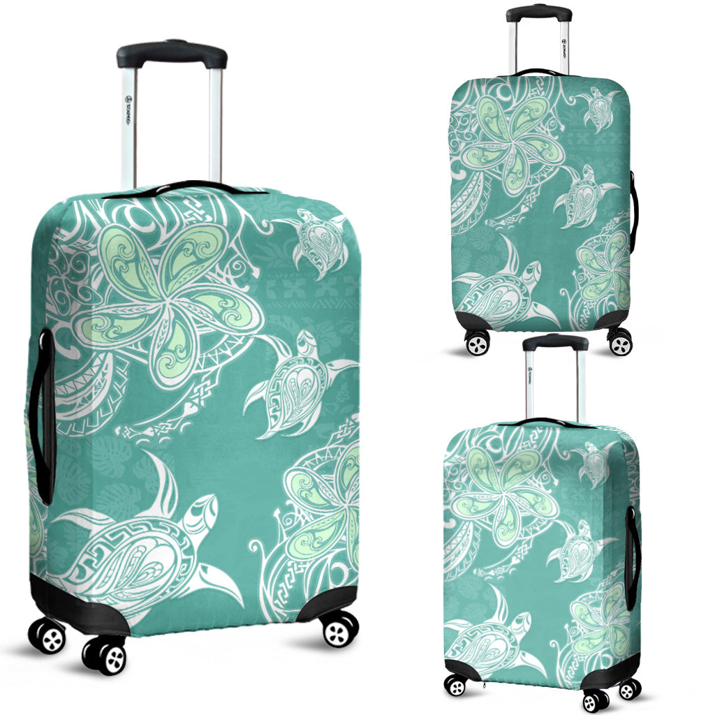 Hawaii Luggage Cover Polynesian Pattern Plumeria Turtles