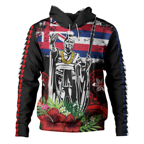 Hawaii Hoodie King Kamehameha I Tribal Flag Tropical Style