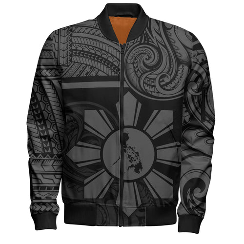 Philippines Filipinos Bomber Jacket Polynesian Tribal Sun And Map Original Style
