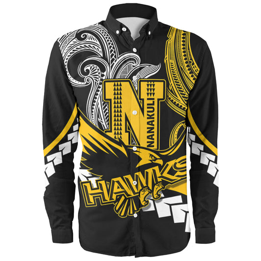 Hawaii Custom Long Sleeve Shirt - Nanakuli High School Polynesian Tribal Pattern