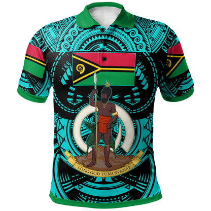 Vanuatu Polo Shirt - Custom Vanuatu Polynesian Culture Pride Turquoise Polo Shirt