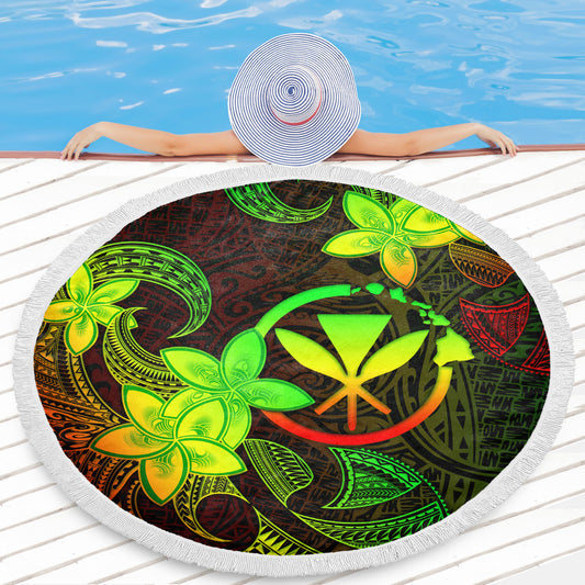 Hawaii Beach Blanket Kanaka Maoli Plumeria Flowers Vintage Style Reggae Colors