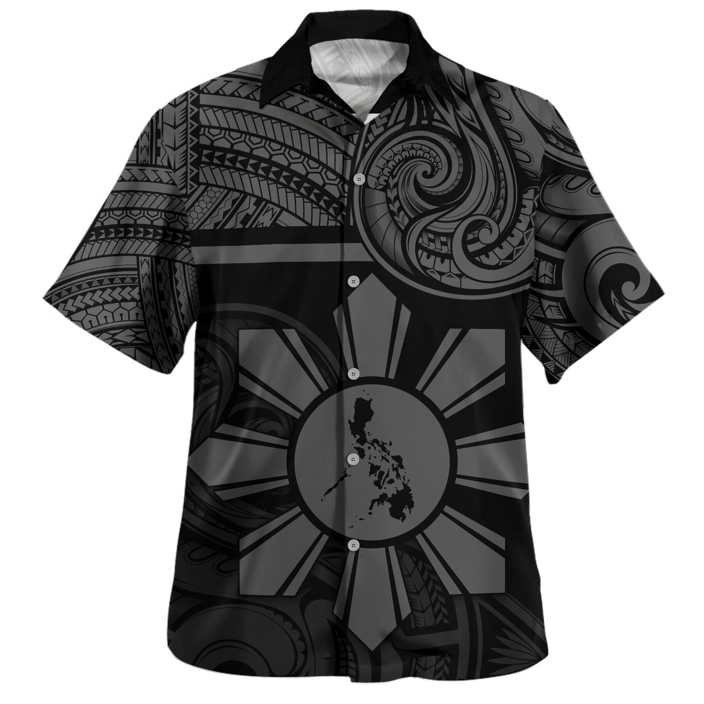 Philippines Filipinos Hawaiian Shirt Polynesian Tribal Sun And Map Original Style