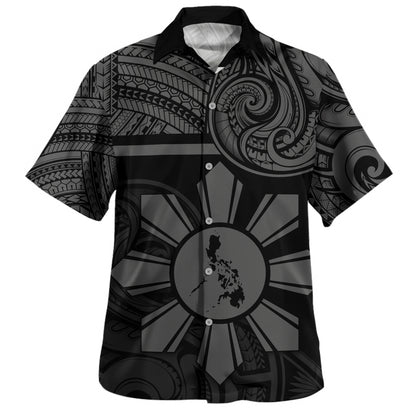 Philippines Filipinos Hawaiian Shirt Polynesian Tribal Sun And Map Original Style