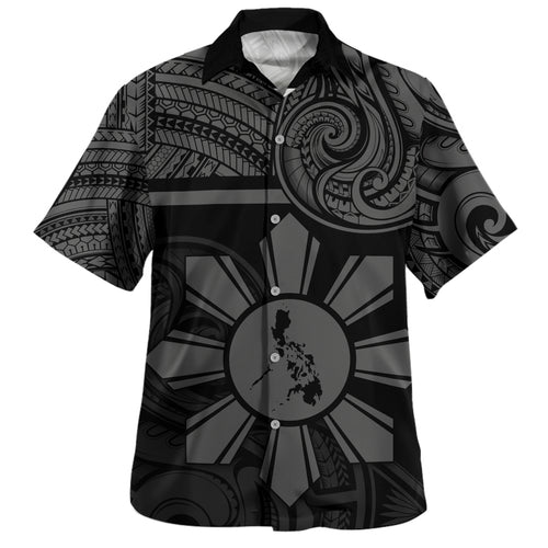 Philippines Filipinos Hawaiian Shirt Polynesian Tribal Sun And Map Original Style