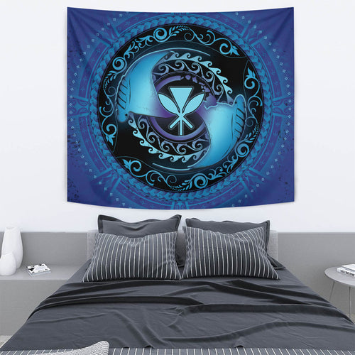 Hawaii Tapestry Manta Ray Couple Polynesian Ocean Style