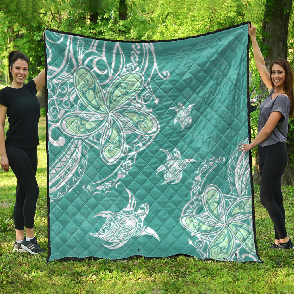 Hawaii Premium Quilt Polynesian Pattern Plumeria Turtles