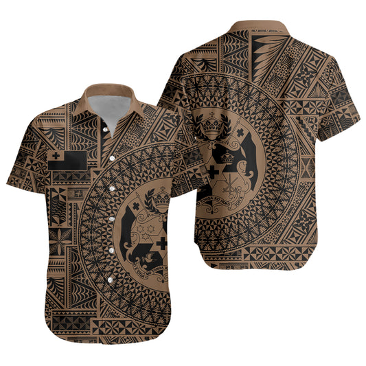 Tonga Short Sleeve Shirt Royal Seal Tribal Pattern