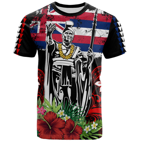 Hawaii T-Shirt King Kamehameha I Tribal Flag Tropical Style
