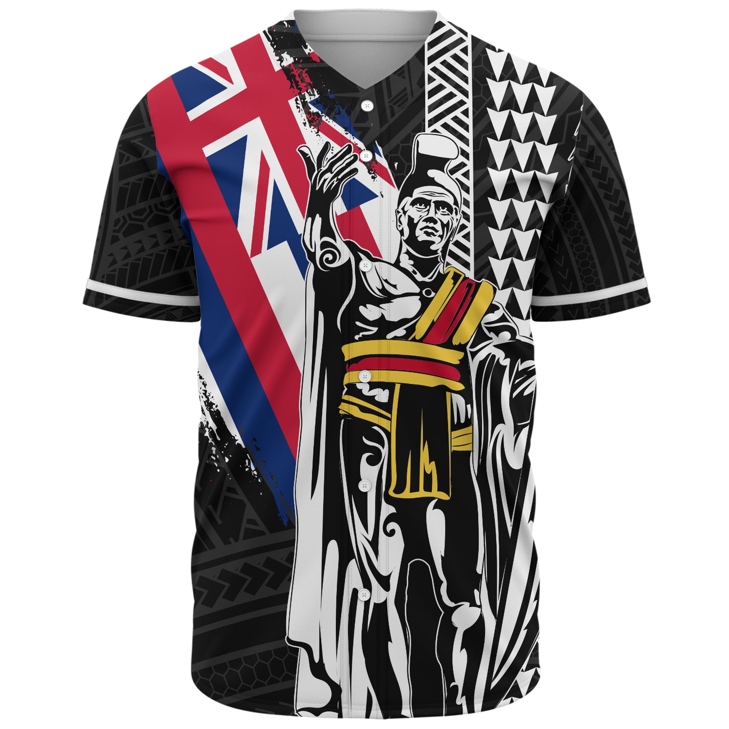 Hawaii Baseball Shirt King Kamehameha I Kakau Flag Grunge