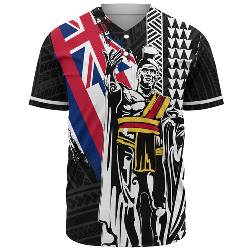 Hawaii Baseball Shirt King Kamehameha I Kakau Flag Grunge