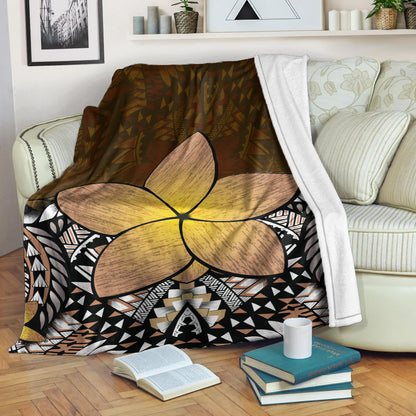Hawaii Premium Blanket Hawaii Plumeria Polynesian Traditional Patterns Vintage Version