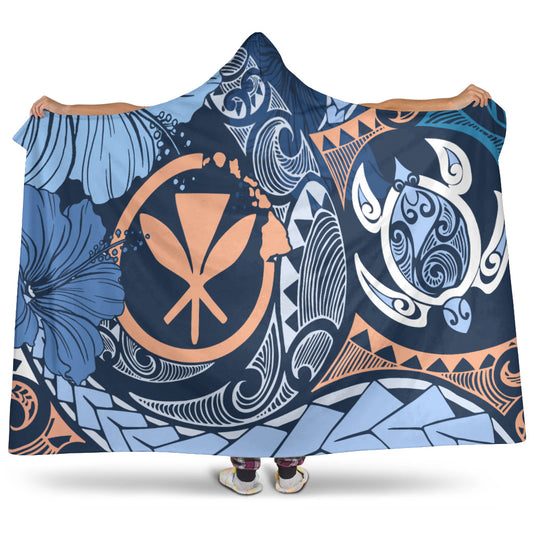 Hawaii Hooded Blanket Kanaka Maoli Tribal Pattern