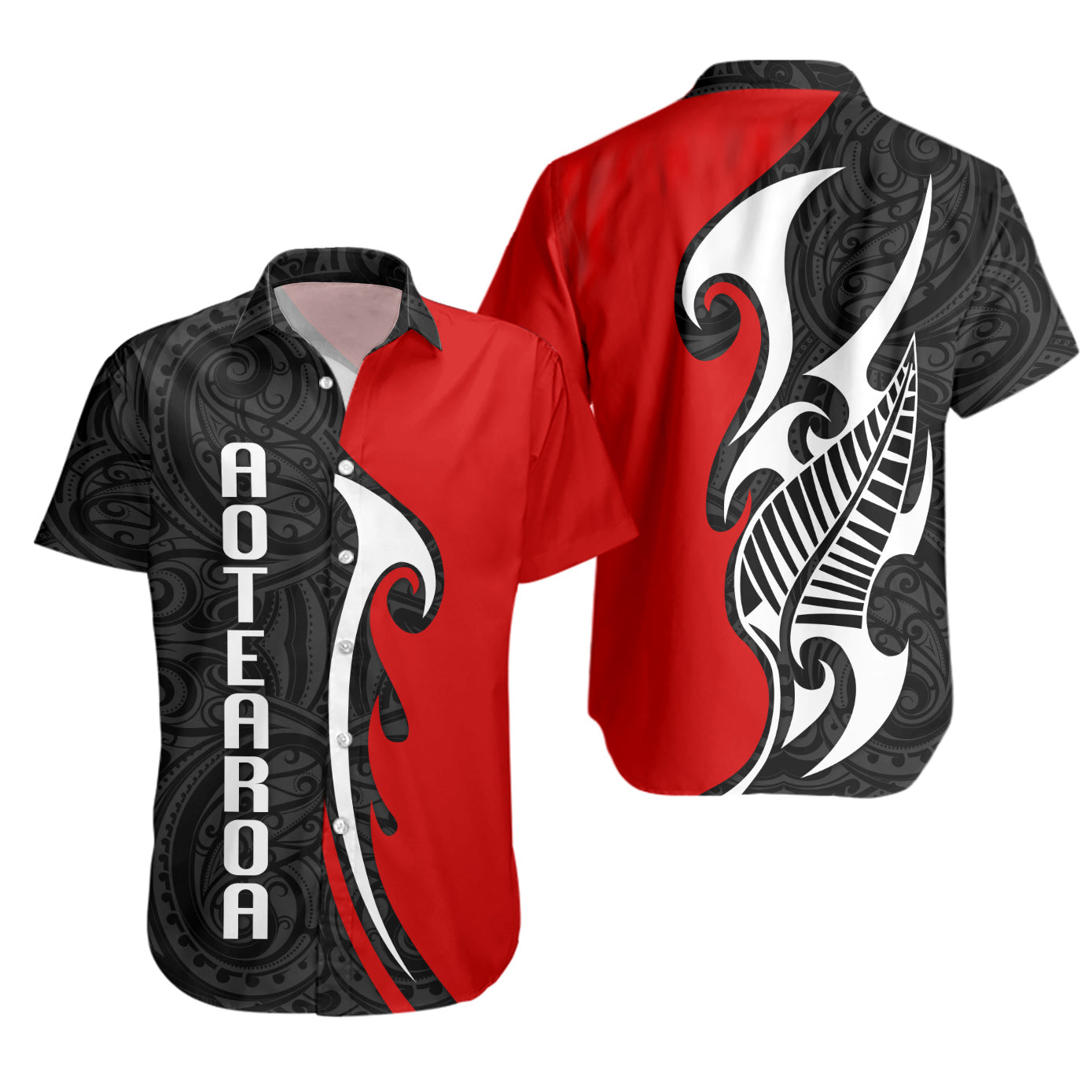 New Zealand Short Sleeve Shirt - Aotearoa Silver Fern Maori