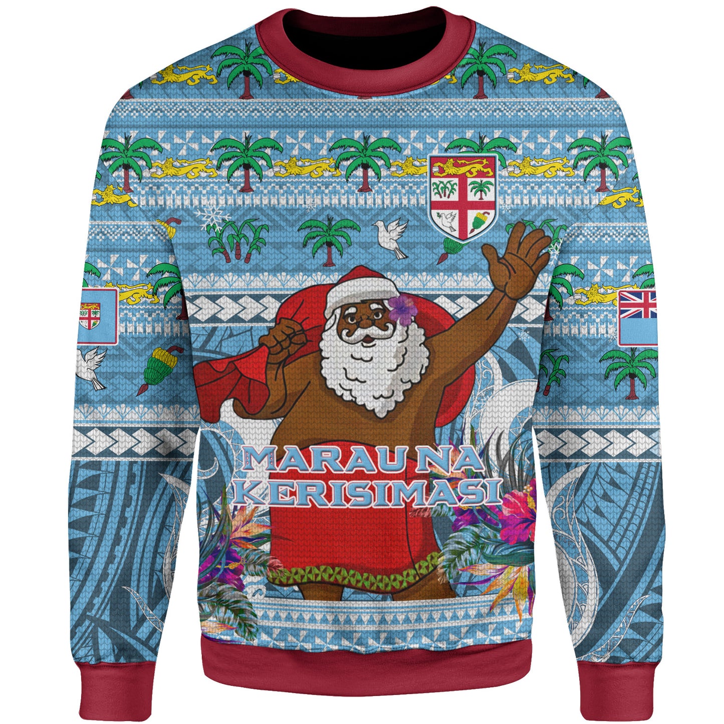 Fiji Sweatshirt Custom Merry Christmas Bula Santa Marau na Kerisimasi Fiji