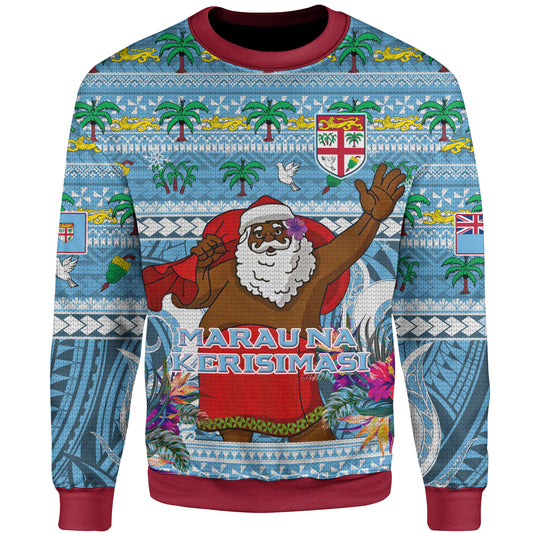 Fiji Sweatshirt Custom Merry Christmas Bula Santa Marau na Kerisimasi Fiji