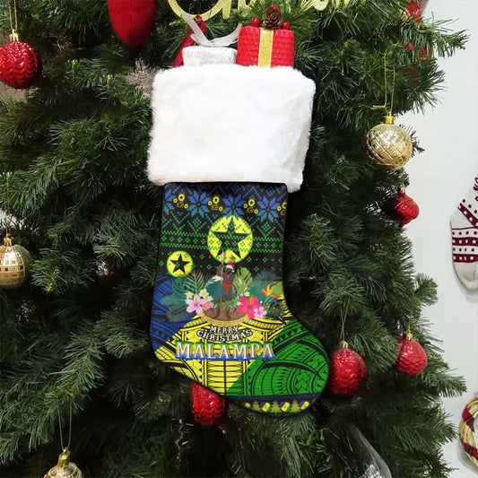 Malampa Polynesian Christmas Stocking - Malampa Vanuatu Coat of Arms Christmas Hat Polynesian Patterns Christmas Stocking