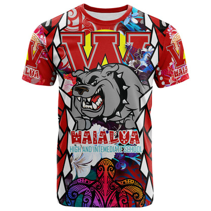 Hawaii Custom Personalised T-shirt - Waialua High & Intermediate School SuPer Bulldogs With Sea Turtle Tribal Patterns