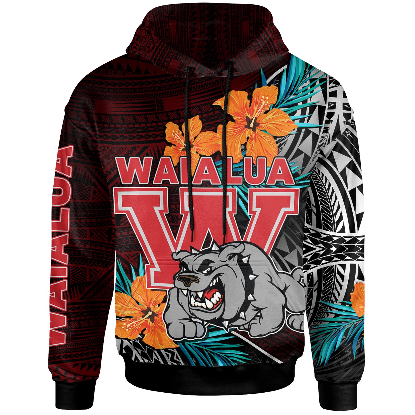 Hawaii Custom Personalised Hoodie - Waialua High and Intermediate School Polynesian Tribal Pattern