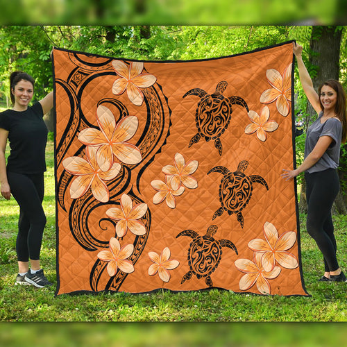 Hawaii Premium Quilt Tribal Tattoo Polynesia Plumeria Flower