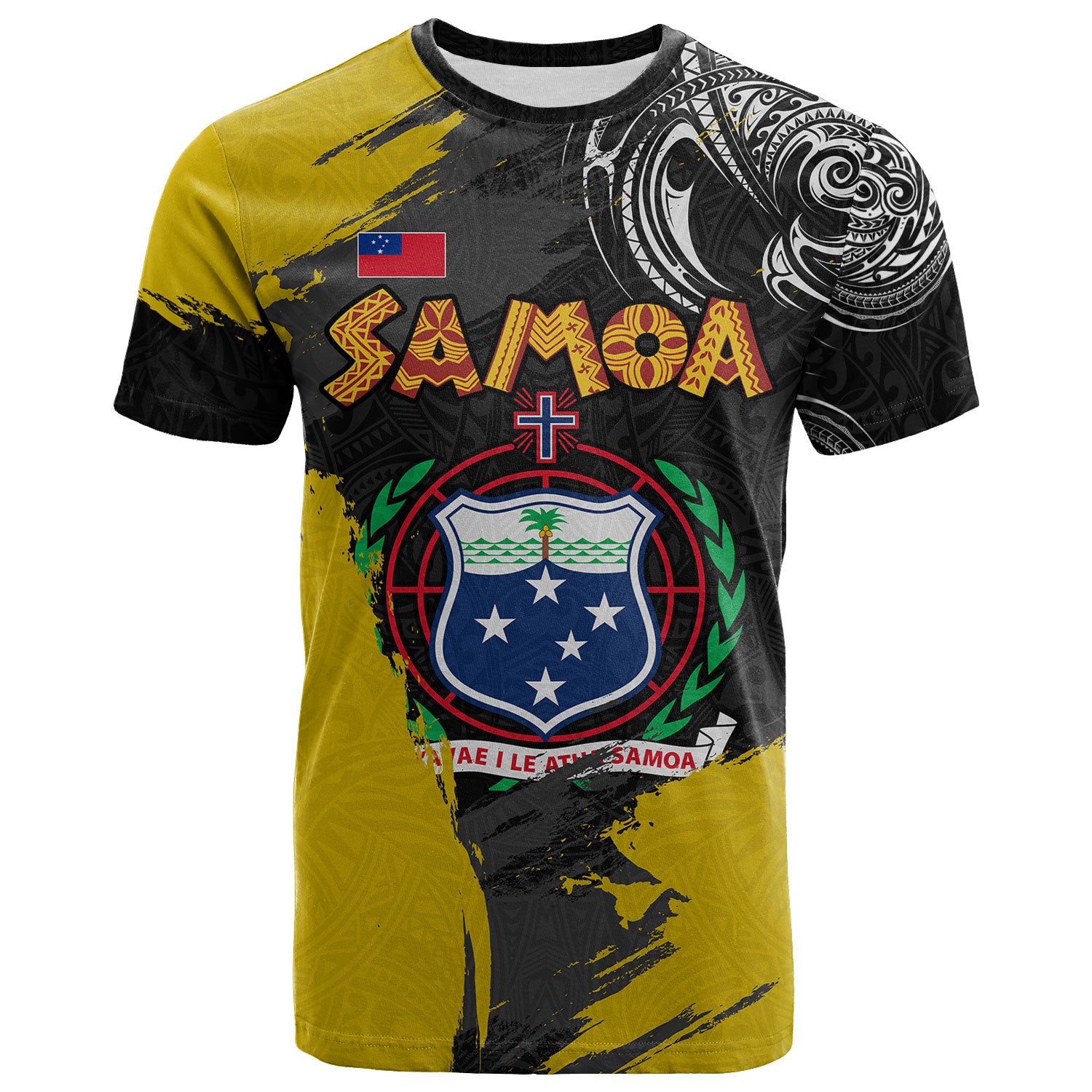Samoa T-Shirt - Custom Samoa Coat Of Arms With Polynesian Tattoo