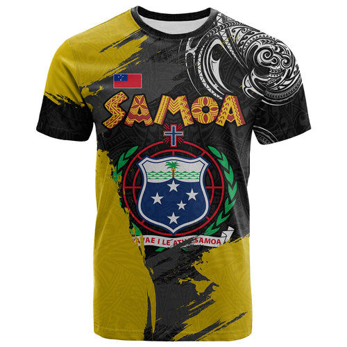 Samoa T-Shirt - Custom Samoa Coat Of Arms With Polynesian Tattoo