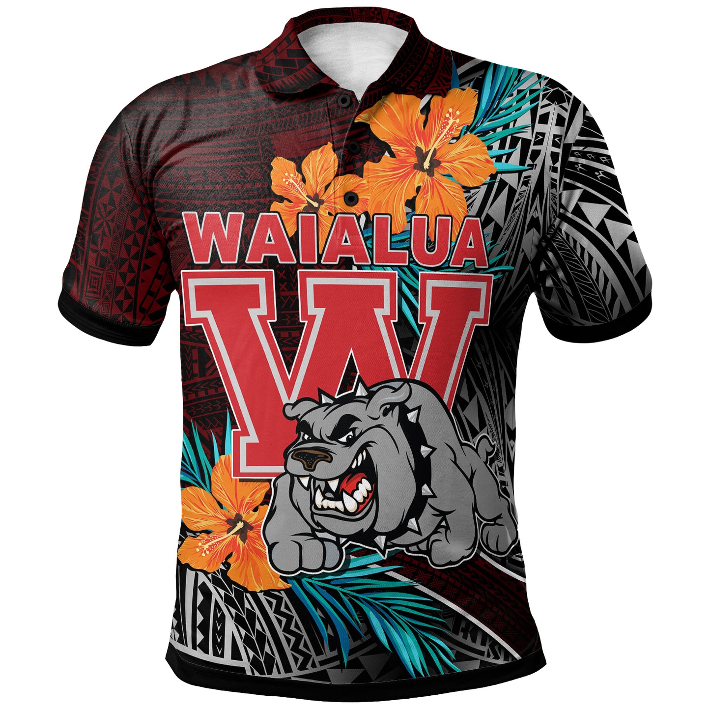 Hawaii Custom Personalised Polo Shirt - Waialua High and Intermediate School Polynesian Tribal Pattern