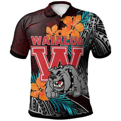 Hawaii Custom Personalised Polo Shirt - Waialua High and Intermediate School Polynesian Tribal Pattern