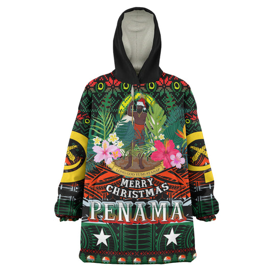 Penama Polynesian Christmas Snug Hoodie - Penama Vanuatu Coat of Arms Christmas Hat Polynesian Patterns Oodie Blanket